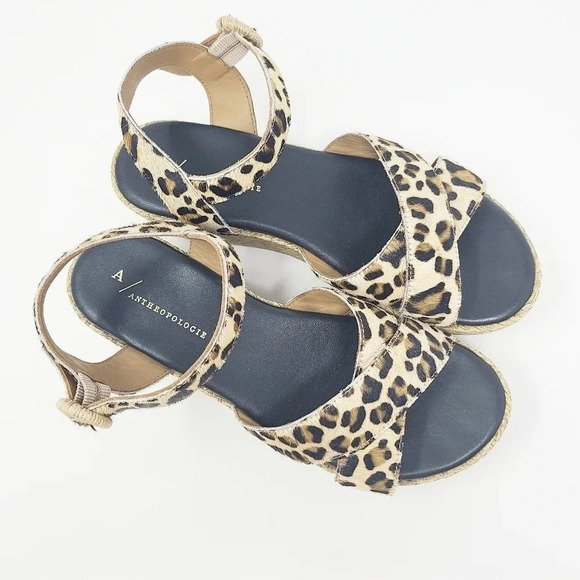 Anthropologie Alice Leopard Wedge Platform Sandals 8 - Picture 2 of 8